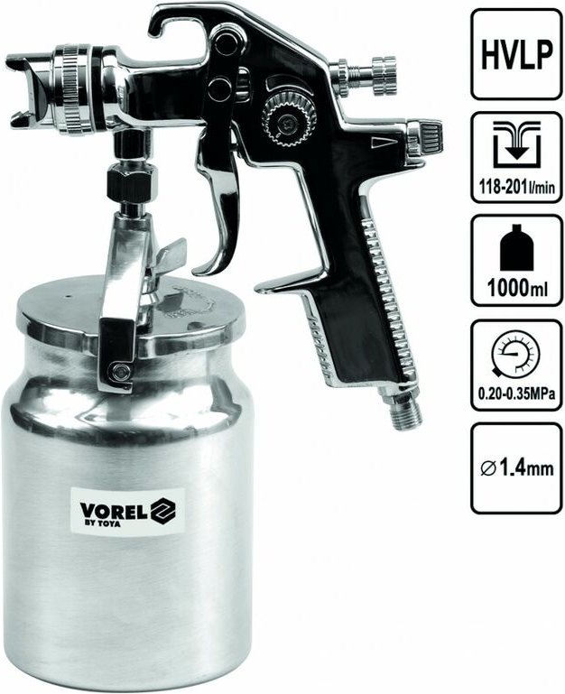 Thumbnail - Spritzpistole hvlp Farb-Lackierpistole Druckluft Behälter 1000 ml 1,4 mm