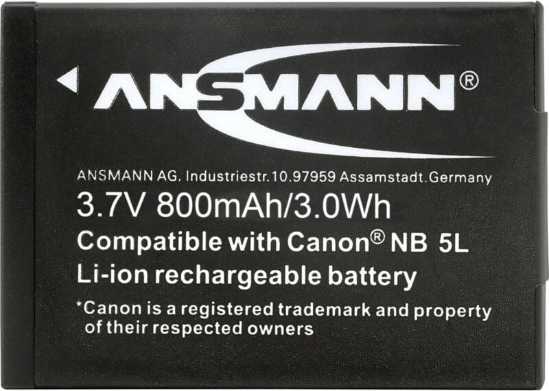 Thumbnail - ANSMANN 5000953 A-Can NB 5 L Li-Ion Ersatzakku 3,7V/800 mAh für Canon Kamera