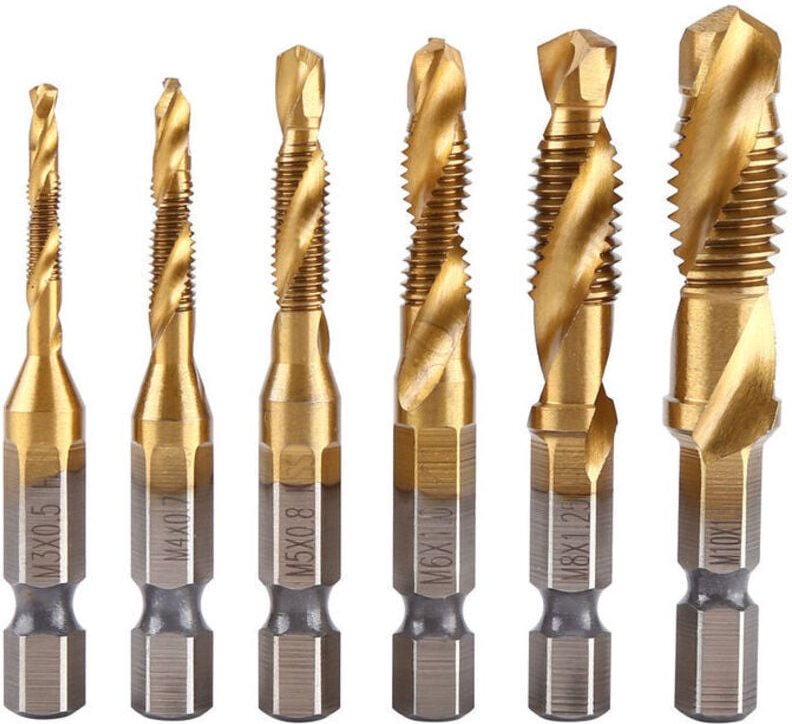 Thumbnail - CHOYCLIT Gewindebohrer-Set für Schraubenschneidwerkzeuge, 6-teilig M3-M10 HSS Titanbeschichtetes Gewindebohrer- und Schn...