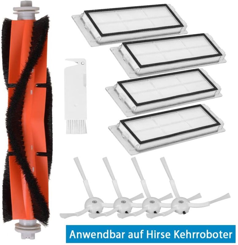 Alovez - Zubehörset für Kehrroboter, einschließlich 1 Hauptbürste, 4 Seitenbürsten, 4 Filter und 1 Reinigungswerkzeug