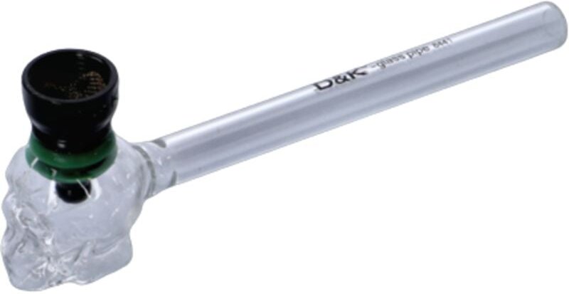 D&K Totenkopf-Glaspfeife – 11,5 cm, klar