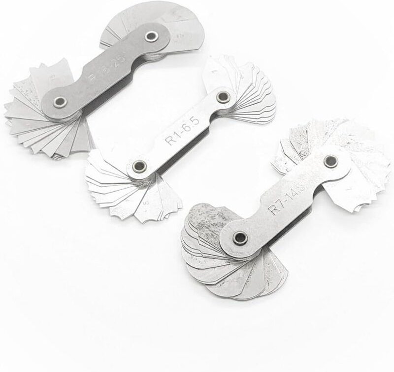 3-teiliges Metallradiusmessgerät R1-6.5/R7-14.5/R15-25 Tragbares konkaves und konvexes Messwerkzeug für Ingenieure