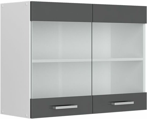 Küchenglasschrank R-Line, Anthrazit Hochglanz, 80 cm, Vicco