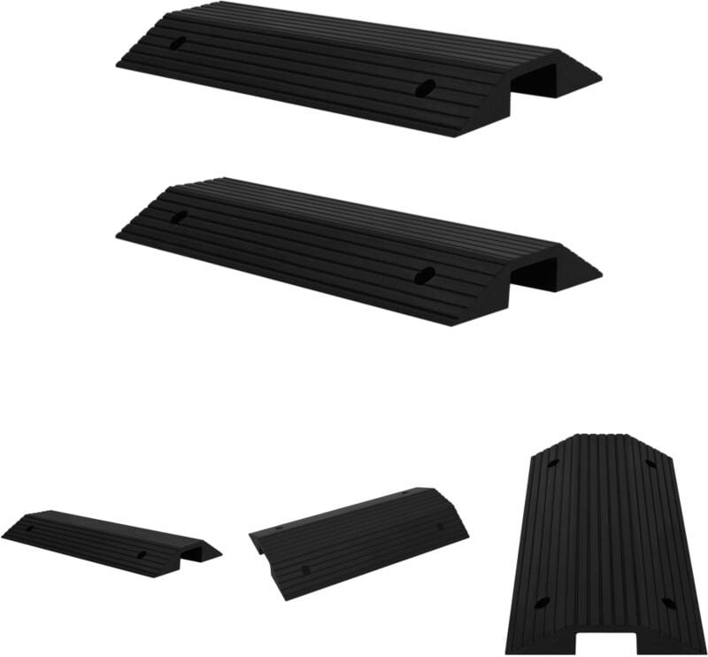 The Living Store - Brückenschwellenrampe 2 Stk. 80x40x8 cm Gummi - Verkehrsschilder