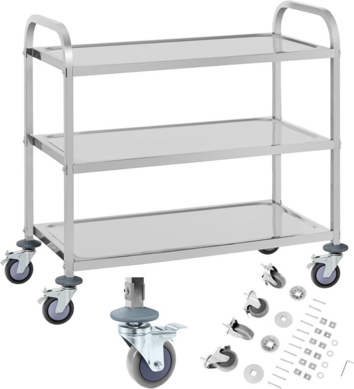 Royal Catering RCSW 3A 3-Etagen Cateringwagen bis 150kg aus Edelstahl