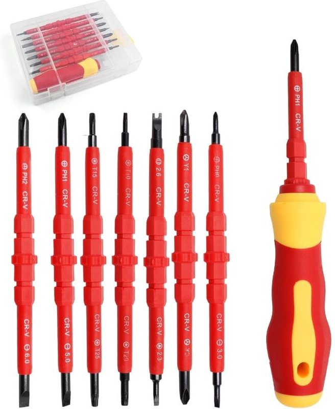 Dolaso - 7-in-1-Magnetschraubendreher-Set, isolierter Schraubendreher, isolierter Elektriker-Schraubendreher mit Multifu...