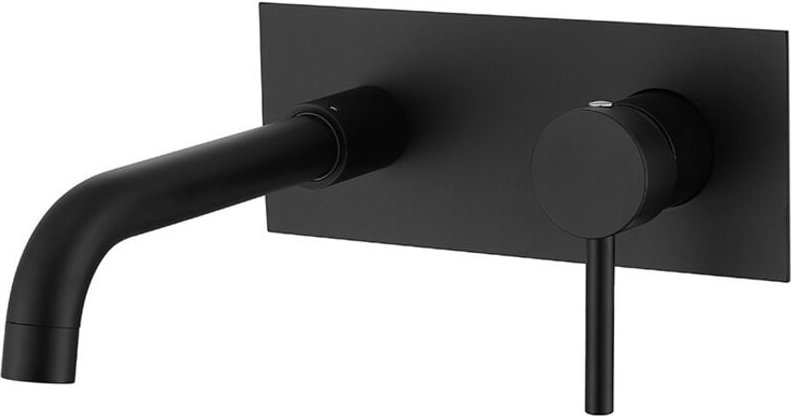 In die Wand eingelassener Waschbeckenhahn, warmer und kalter Badezimmerschrank, heißer und kalter Waschbeckenhahn, schwa...