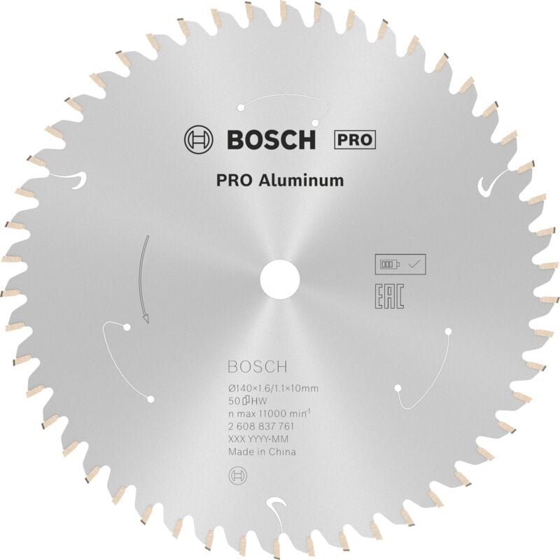 Pro Aluminium cordless Kreissägeblatt, 140 x 1,6 x 10 mm, T50 - Bosch