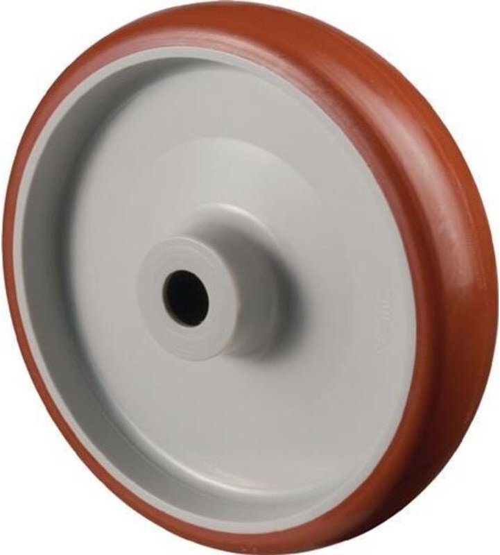 Ersatzrad Rad-Ø 125 mm Tragfähigkeit 230 kg Polyurethan, rot Achs-Ø 15 mm Nabenlänge 44 mm