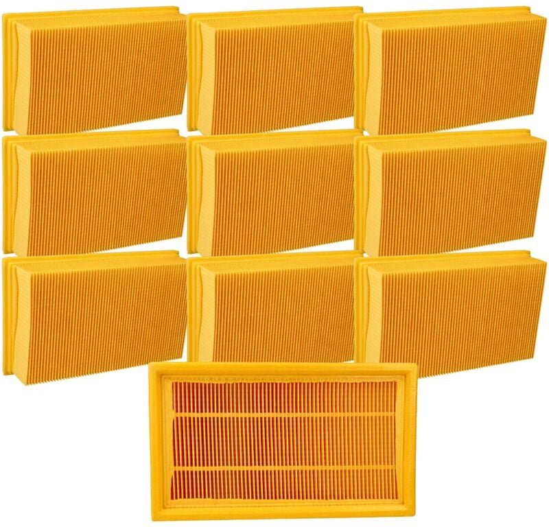10x Flachfaltenfilter kompatibel mit Bosch gas 55 m afc Professional, gas 35 m afc Nass- und Trockensauger, Staubsauger ...