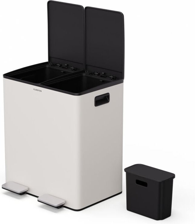 Klarstein - EcoVista Mülleimer - 40L Abfalleimer mit 2 Fächern & 3L Komposteimer, Soft-Close, Edelstahl, Küchen-Abfallei...