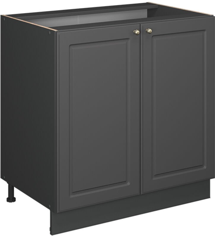 Spülenunterschrank Fame-Line, Anthrazit-Gold Landhaus, 80 cm mit Regal, AP Eiche, Vicco