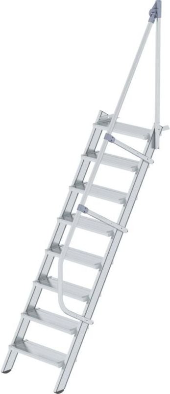 Günzburger Steigtechnik - Treppe 60° Stufenbreite 600 mm 8 Stufen Aluminium geriffelt - 600208