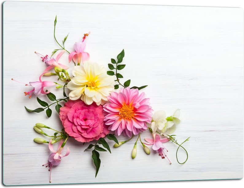 Glasschild Schneidebrett 52x40 Blüten