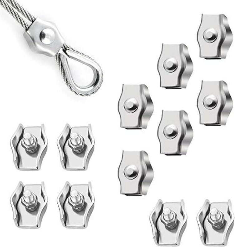 12 Stück M3 Drahtseilklemmen Edelstahl Simplex Kabelclips Stahlseilklemmen für Baustellen und Schiffe - Lntyq