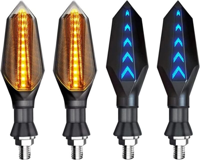 Thumbnail - Ersandy - 4Pcs 12V Universal Motorrad Blinker Anzeige Blinker Bernstein Licht Dual Farbe 17 led Blau Bernstein Lampe