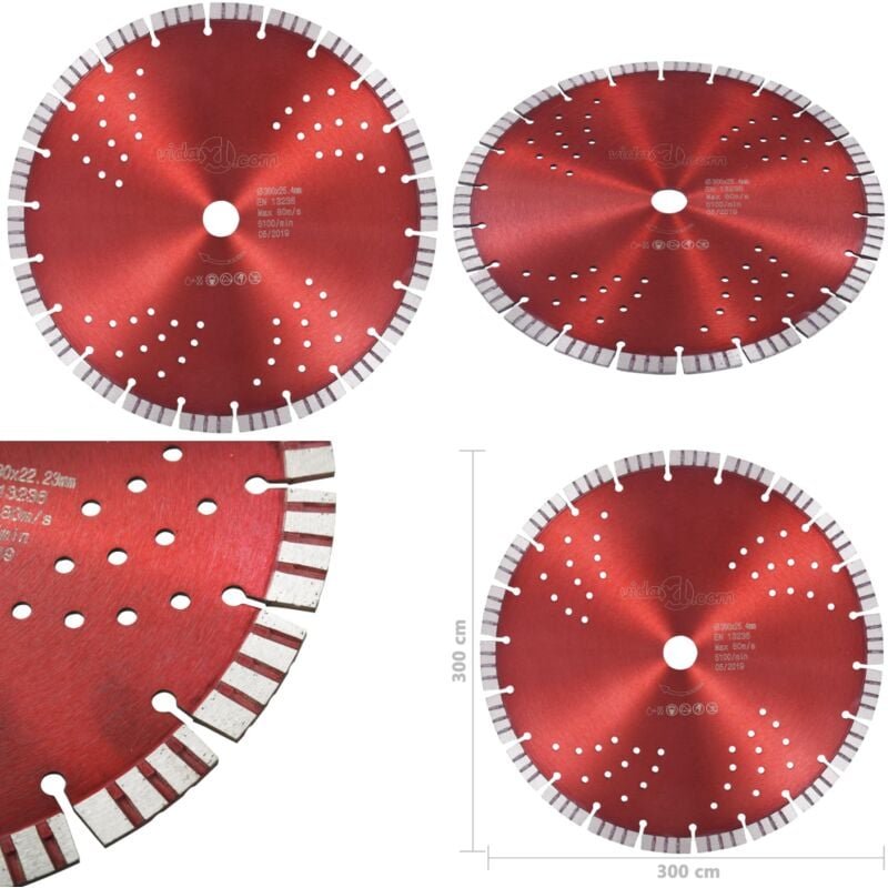 Diamant-Trennscheibe mit Turbo und Löchern Stahl 300 mm - Diamantscheibe - Diamantscheiben - Home & Living