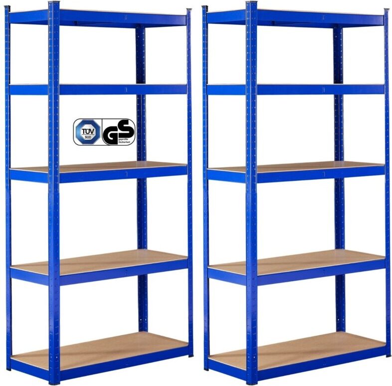 2er set Schwerlastregal 180 x 90 x 40 cm 875 kg Kellerregal Steckregal Blau - Arebos