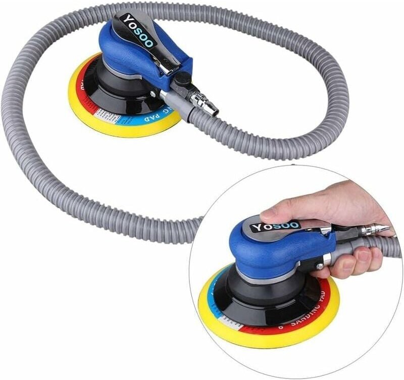 Druckluftpolierer, pneumatischer Exzenterschleifer mit 10.000 U/min und Schleifteller mit 150 mm Durchmesser zum Poliere...