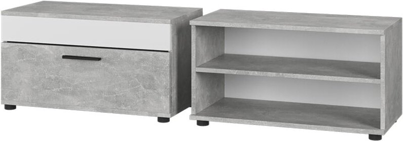 Wohnzimmerschränke Berno, Beton/Weiß, 2 Teile, Vicco