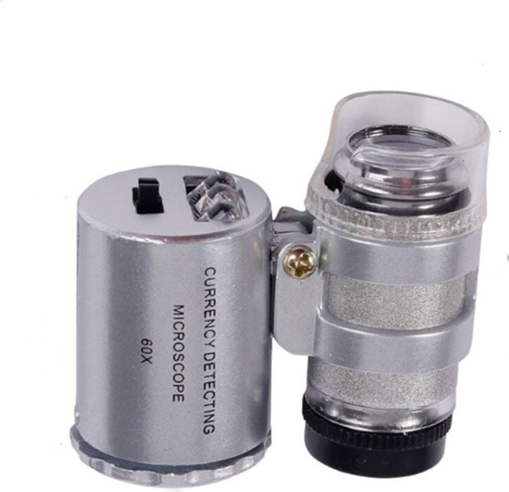 60-fache Mini-Juwelierlupe mit LED-Beleuchtung