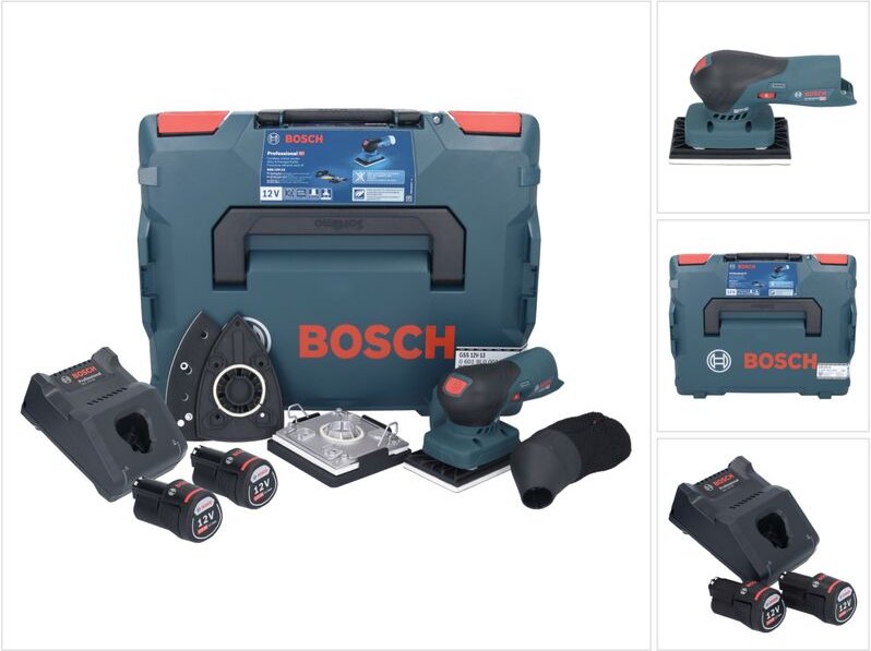 Bosch gss 12V-13 Professional Akku Schwingschleifer 12 v + 2x Akku 2,0 Ah + Ladegerät + l-boxx