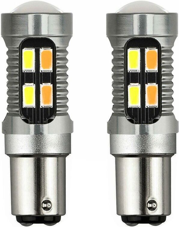 Woosien - 2x led Light Dual Color Bulb 1157 Bay15d P21/5w 5630 20smd Canbus Car Brake Reverse Lamp Turn Signa