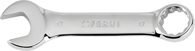 Kurze Ringmaulschlussel aus Spiegelchrom 16 mm Fervi 0196/16