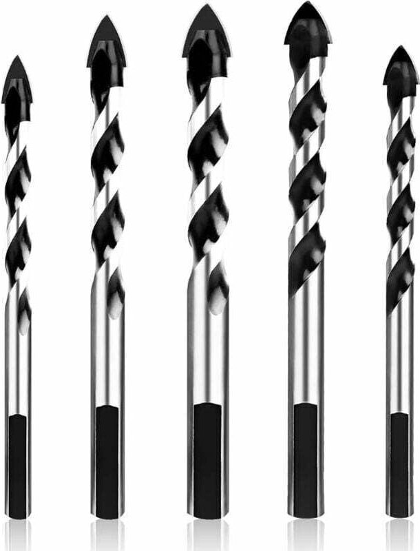 Wolframkarbid-Bohrer, 5-teiliges Wolframkarbid-Diamantbohrer-Set für Keramikfliesen, Beton, Ziegelwände, Glas, Kunststof...