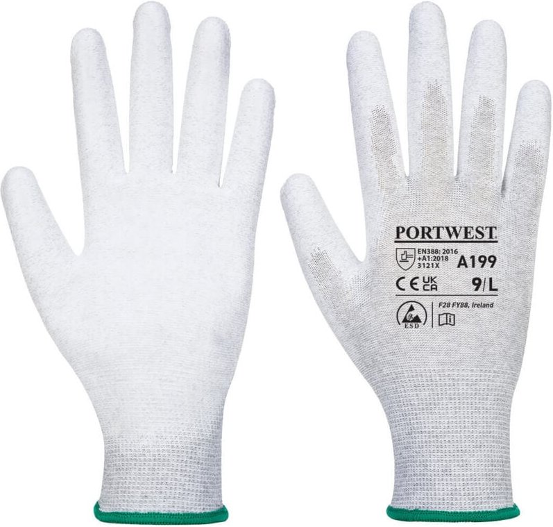 Antistatische PU-Handflächenhandschuhe Grau M - Größe 8