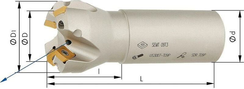 Schaftfräser zylindrisch D32mm Z4 für SEMT09T3. Format