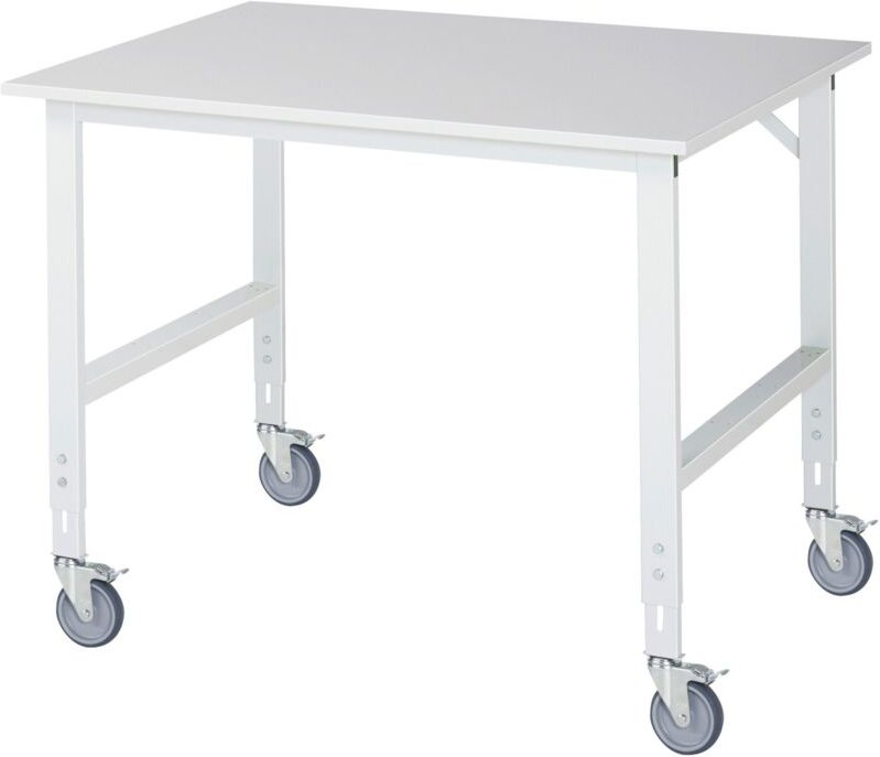Fahrbarer Arbeitstisch Tom (4 lr), B1250xT1000xH910-1230mm, M-Platte-22mm - RAU