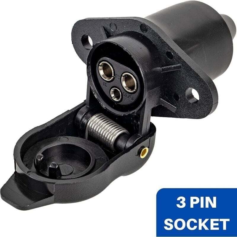 3-poliger Adapter zum Anschluss von Anhängern und Wohnwagen, Schraubstecker, 3-polige Steckdose, 12 V, Deichselsteckdose...