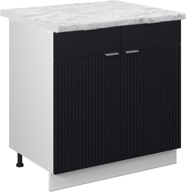 Vicco - Schubunterschrank Fame-Line, Schwarz gestreift, 80 cm , ap Marmor