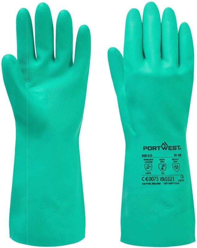 Nitrosafe Chemische Handschuhe Grün S - Größe 7