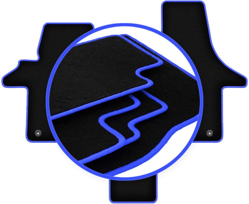 CARLUX-BLUE Autofußmatten für: VW Transporter T5 Caravelle 2-Sitzer (2003-2015)