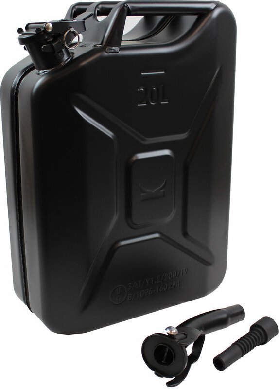 Metallkanister schwarz 20 Liter inkl. Ausgießer + Halter Benzin Diesel