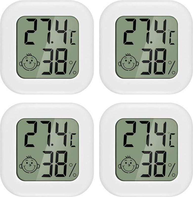 Thumbnail - PAIRIER 4 Stück Mini-LCD-Thermometer, Hygrometer, Innen- und Heimthermometer, geeignet für Kinderzimmer, Seniorenzimmer ...