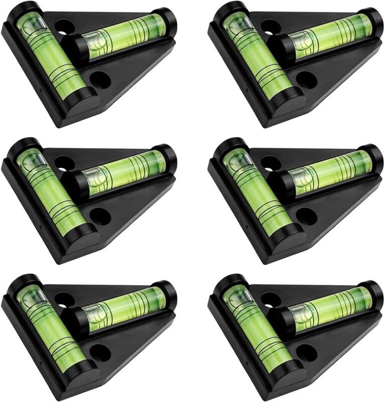 Jalleria - Wasserwaage (6 Stück), magnetische Kreuzwasserwaage, Wohnmobilzubehör, Mini-Wohnwagen-Wasserwaage, schwarze T...