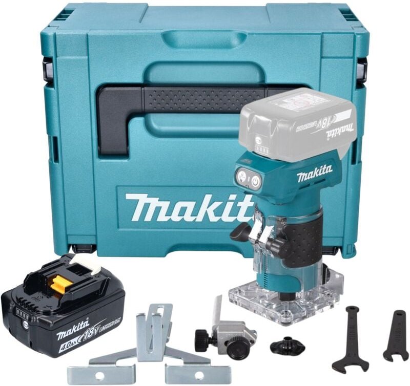 Drt 52 M1J Akku Kantenfräse 18 v 6 mm Brushless + 1x Akku 4,0 Ah + Makpac - ohne Ladegerät - Makita