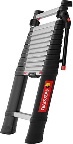 Teleskopleiter 3.00m mit Abstandhalter - 80mm breite Stufen - maximale Arbeitshöhe 3.80m - TEL-72230-EC