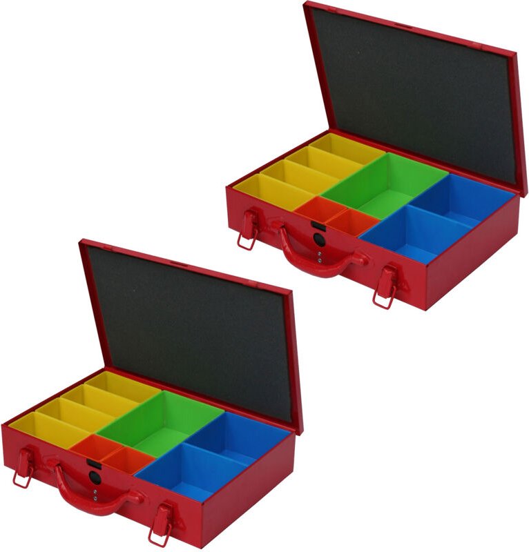 ADB - 2x Sortimentskoffer Metall Sortierkasten Kleinteilemagazin 9 Systemfächer