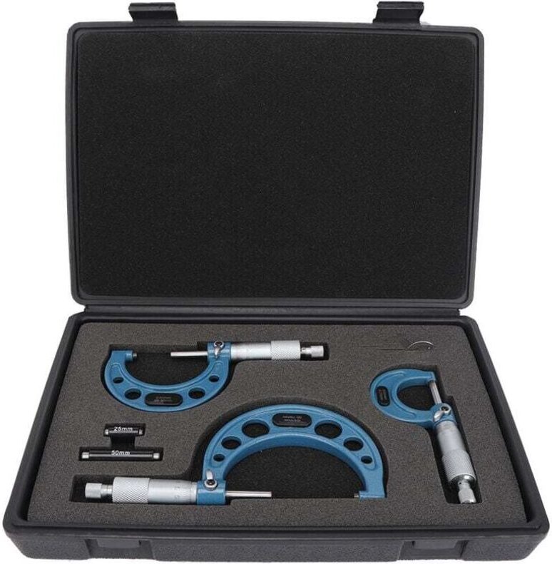 Micrómetro de acero para cojinetes, herramienta de medición de diámetro exterior de alta precisión de 0 a 75 mm, 3 unida...