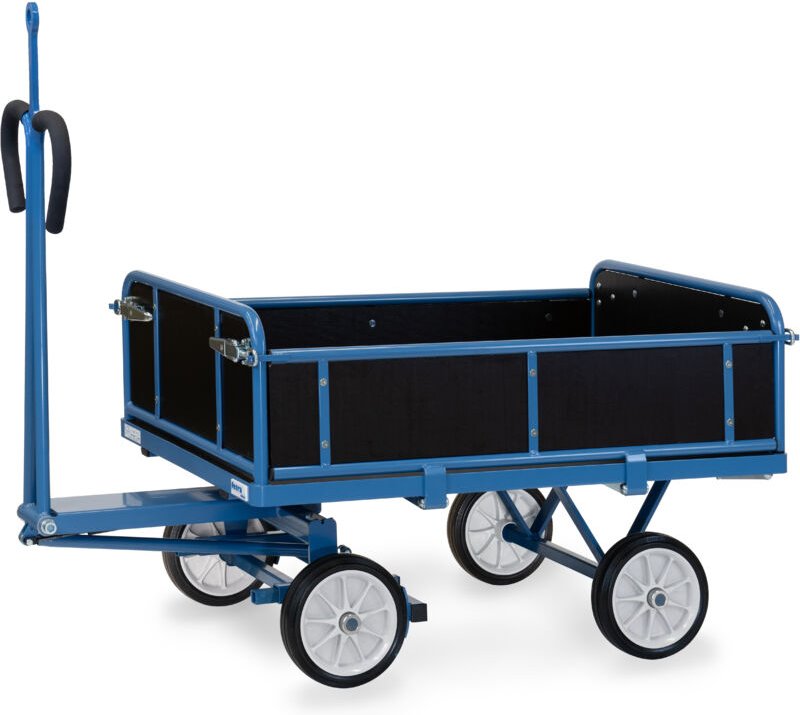 Fetra Handpritschenwagen mit Bordwänden, abklappbar, Zugöse an der Deichsel 250x60mm Vollgummi-Bereifung 1200x800mm Lade...