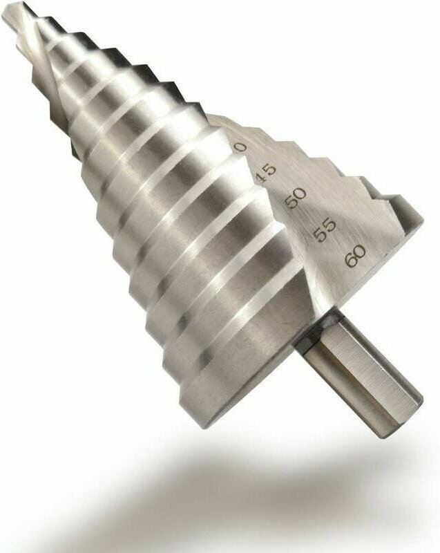 Rosemary - HSS-Stufenbohrer, 6–60 mm, Spirale, konischer Schlitz, Senker, 12 Stufen, zum Bohren mit Schraubendreher auf ...