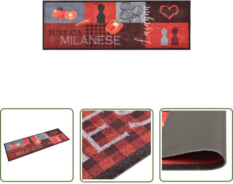 The Living Store - Küchenbodenmatte Waschbar Tomaten 60x180 cm - Bodenmatte - Küchenmatte - Türmatte - Samtmatte - Wasch...