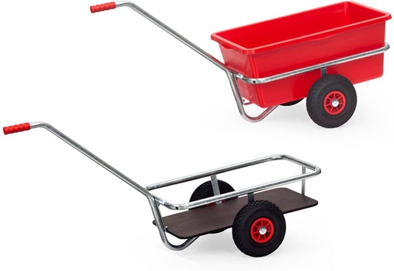 Fetra Handwagen mit Boden 700x400mm für Aussenbereich Vollgummibereifung