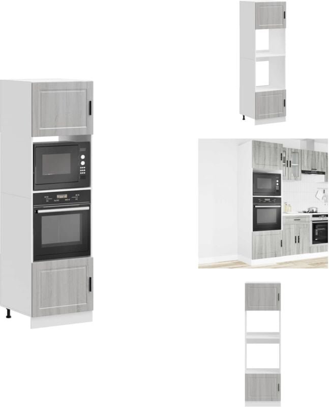 Herdumbauschränke 2 Stk. Porto Grau Sonoma Holzwerkstoff - Herdumbauschrank - Herdumbauschränke - Backofenschrank - Küch...