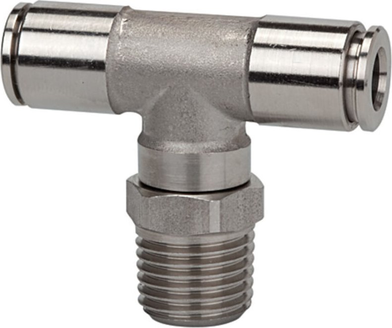 T-Steckverschra., drehbar, r 1/4 a., Schl.-Ø 6, 15bar, es 1.4404 - Riegler