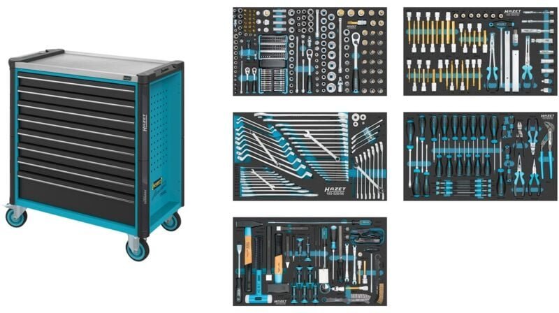 Hazet Werkstattwagen Assistent 179NXL-8/440, Schubladen, flach: 7 x 81 x 696 x 398 mm, Schubladen, hoch: 1 x 166 x 696 x...